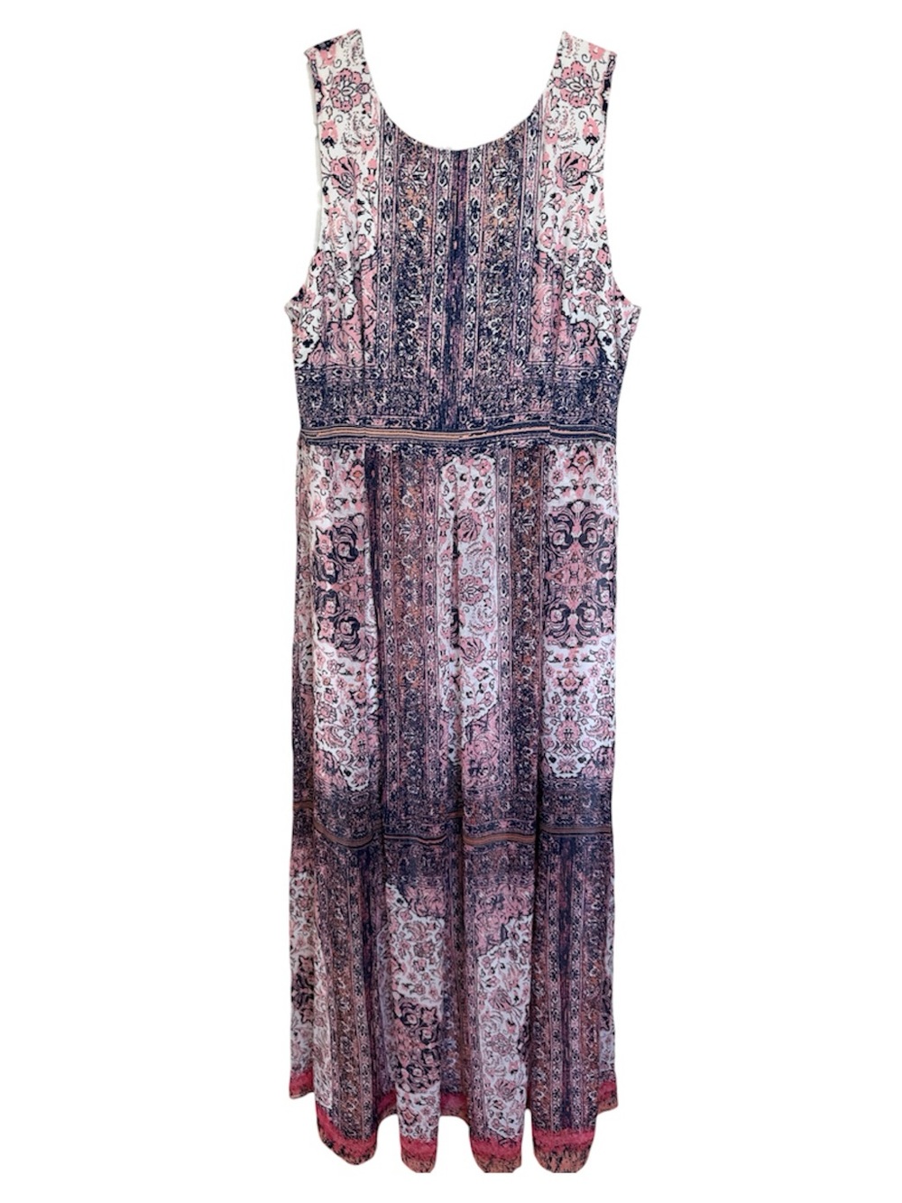 ANTONIO MELANI Pink and Navy Paisley Maxi Dress size 12 NWT